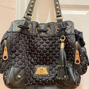 Juicy couture black and gold beaded bag